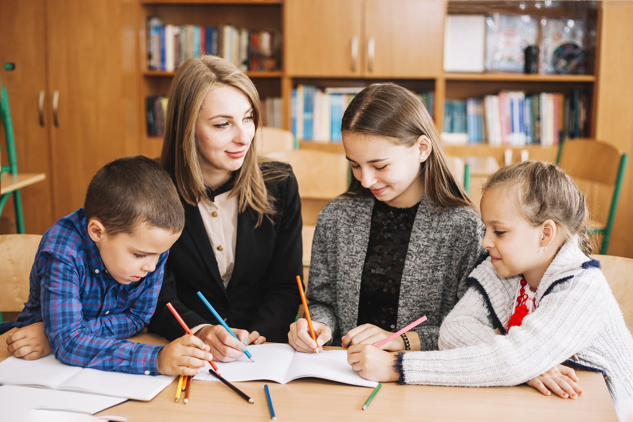school-teacher-students-coloring-picture